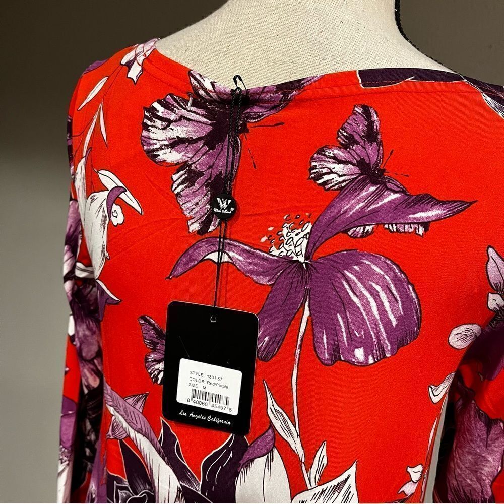 Floral asymmetrical long sleeve top - Picture 6 of 15